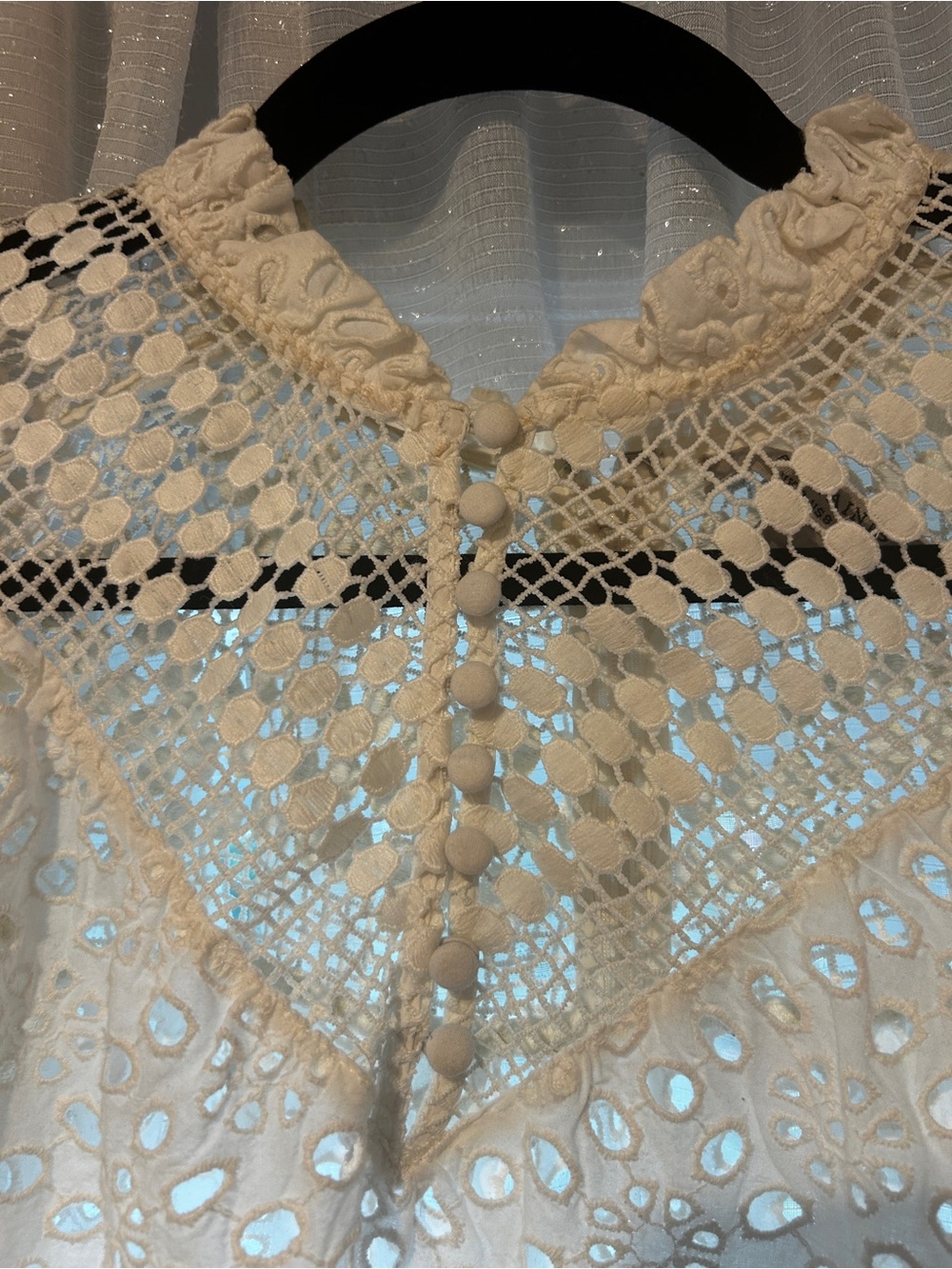 All Saints “Tila” Lace Top Sz 8 Chalk White 100% Cotton - Picture 9 of 11